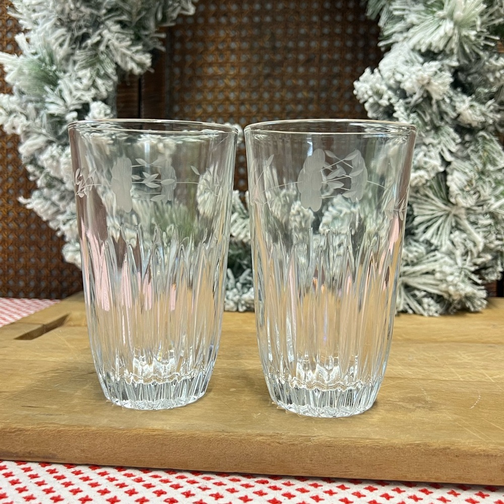 Princess House heritage flat tumblers etched flower replacement